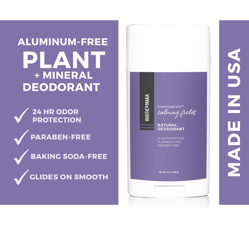 Rustic MAKA Natural Deodorant | Calming Fields | Aluminum-Free & Paraben-Free | Baking Soda-Free & Cruelty-Free | Odor-Neutralizing with Lavender + Mint | For Women & Men - Image 2